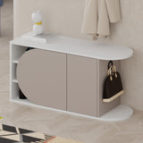 Schoenenkasten - Schoenenkast Nova Shoe Bench Mokka Wit Melamine 104x50x37 cm - Dimehouse