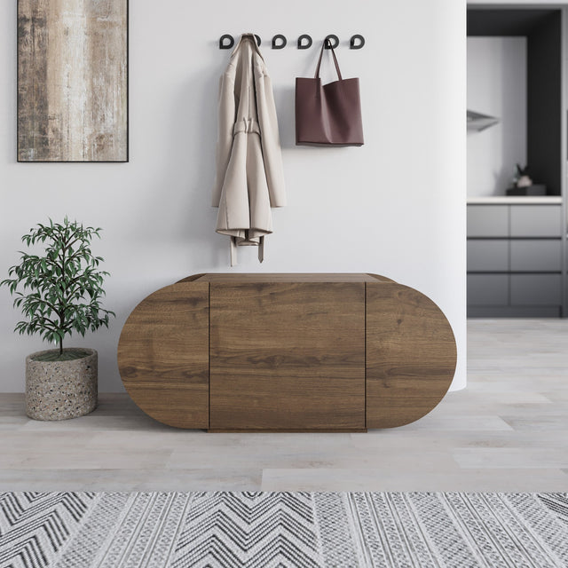 Schoenenkasten - Schoenenkast Pozy Shoe Bench Naturel Melamine 110x50x40,4 cm - Dimehouse