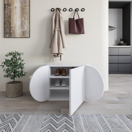 Cabinete de zapato Pozy Shoe Bench Melamine White 110x50x40.4 cm