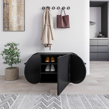 Gabinete de zapato Pozy Shoe Bench Melamine negro 110x50x40.4 cm