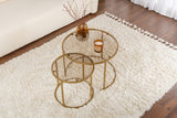 Salontafels - Moderne Ronde Salontafel Set van 2 Uru Goud - Brons Glas - 60/42 cm - Dimehouse