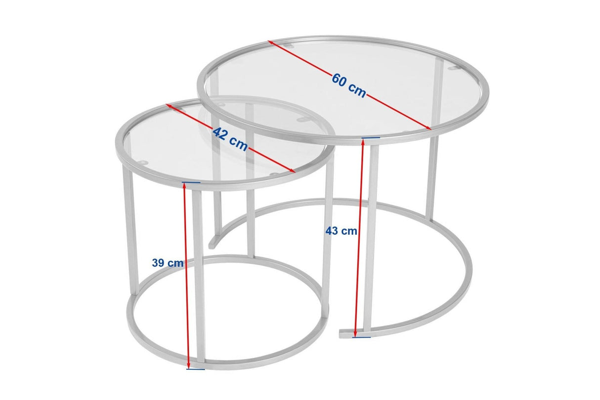 Salontafels - Moderne Ronde Salontafel Set van 2 Uru Goud - Brons Glas - 60/42 cm - Dimehouse