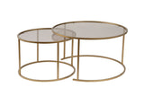Salontafels - Moderne Ronde Salontafel Set van 2 Uru Goud - Brons Glas - 80/60 cm - Dimehouse
