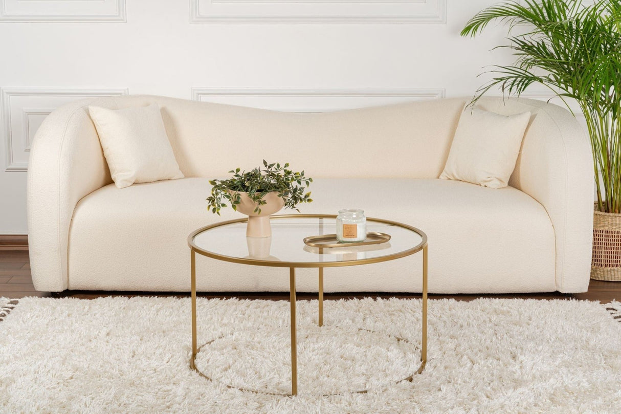 Salontafels - Moderne Ronde Salontafel Uru Goud - Glas - 80 cm - Dimehouse