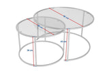 Salontafels - Moderne Ronde Salontafel Set van 2 Uru Zwart - Grijs Glas - 80/60 cm - Dimehouse