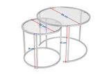 Salontafels - Moderne Ronde Salontafel Set van 2 Uru Goud - Transparant Glas - 60/42 cm - Dimehouse