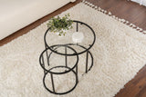 Salontafels - Moderne Ronde Salontafel Set van 2 Uru Zwart - Transparant Glas - 60/42 cm - Dimehouse