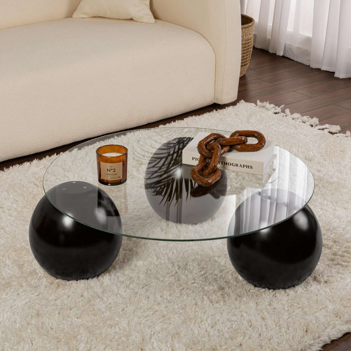 Salontafel Miro zwart en transparant 85x85 cm gehard glas Black Transparent Tempered glass