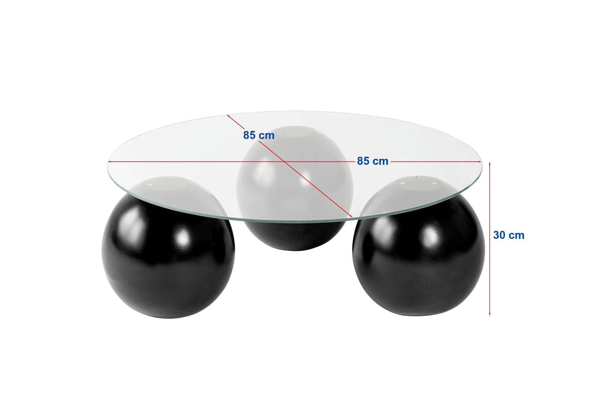 Salontafel Miro zwart en transparant 85x85 cm gehard glas Black Transparent Tempered glass