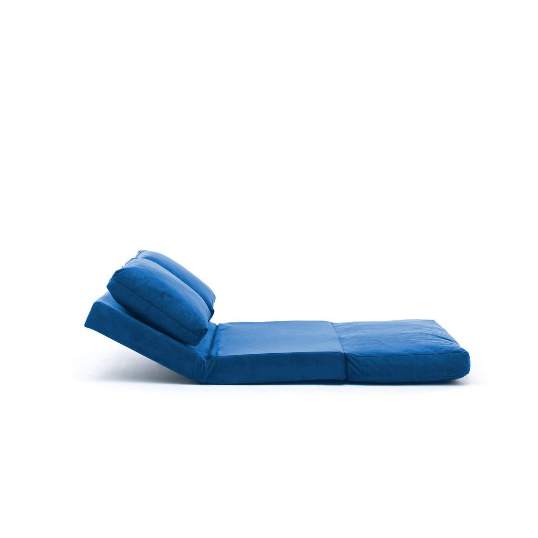 Sofá cama Japandi tela azul 2 plazas - respaldo bajo y regulable - Taida