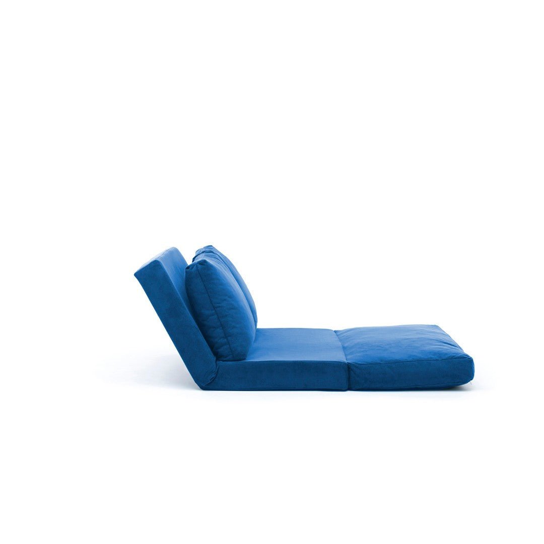 Sofá cama Japandi tela azul 2 plazas - respaldo bajo y regulable - Taida
