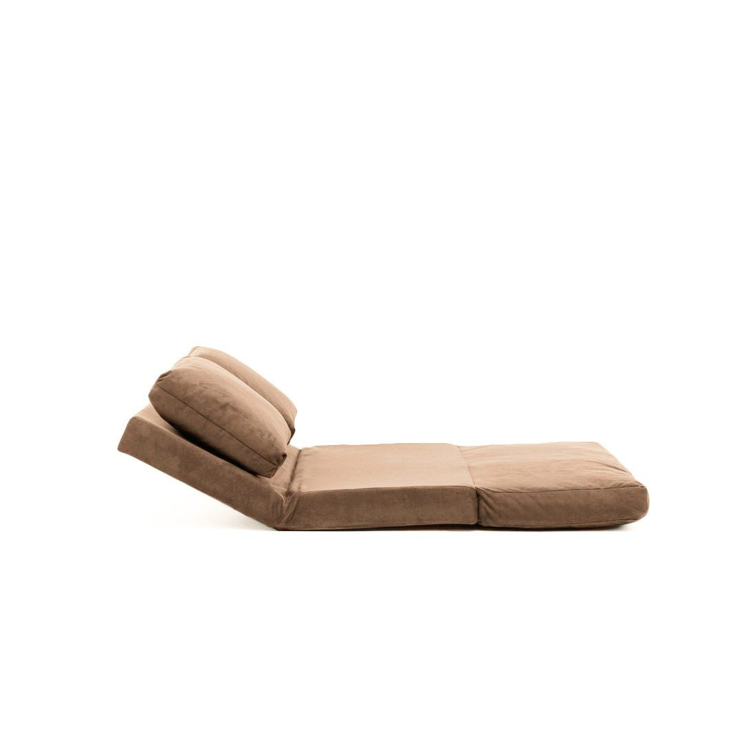 Banken - Slaapbank Japandi camel bruine stof 2 - zits - lage rug en verstelbaar - Taida - Dimehouse
