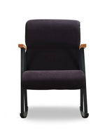 Fauteuils - Retro schommelstoel zwart velvet met beukenhout armleuning Yoka - Dimehouse