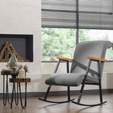 Fauteuils - Retro schommelstoel grijs velvet met beukenhout armleuning Yoka - Dimehouse