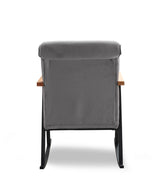 Fauteuils - Retro schommelstoel grijs velvet met beukenhout armleuning Yoka - Dimehouse