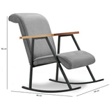 Fauteuils - Retro schommelstoel grijs velvet met beukenhout armleuning Yoka - Dimehouse