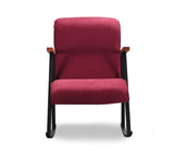 Mecedora retro terciopelo rojo burdeos con reposabrazos de madera de haya Yoka