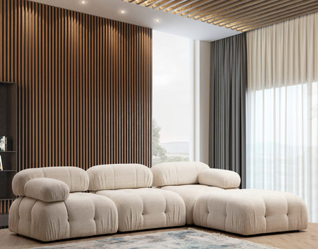 Sofá esquinero modular XXL Bubble con reposapiés - crema 