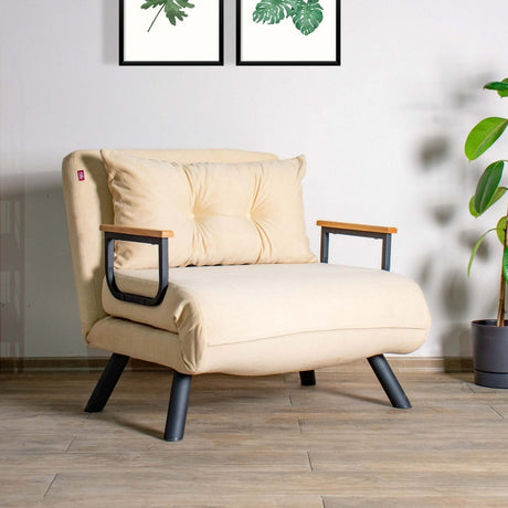 Sillón para dormir escandinavo Tela crema aspecto lino Sando