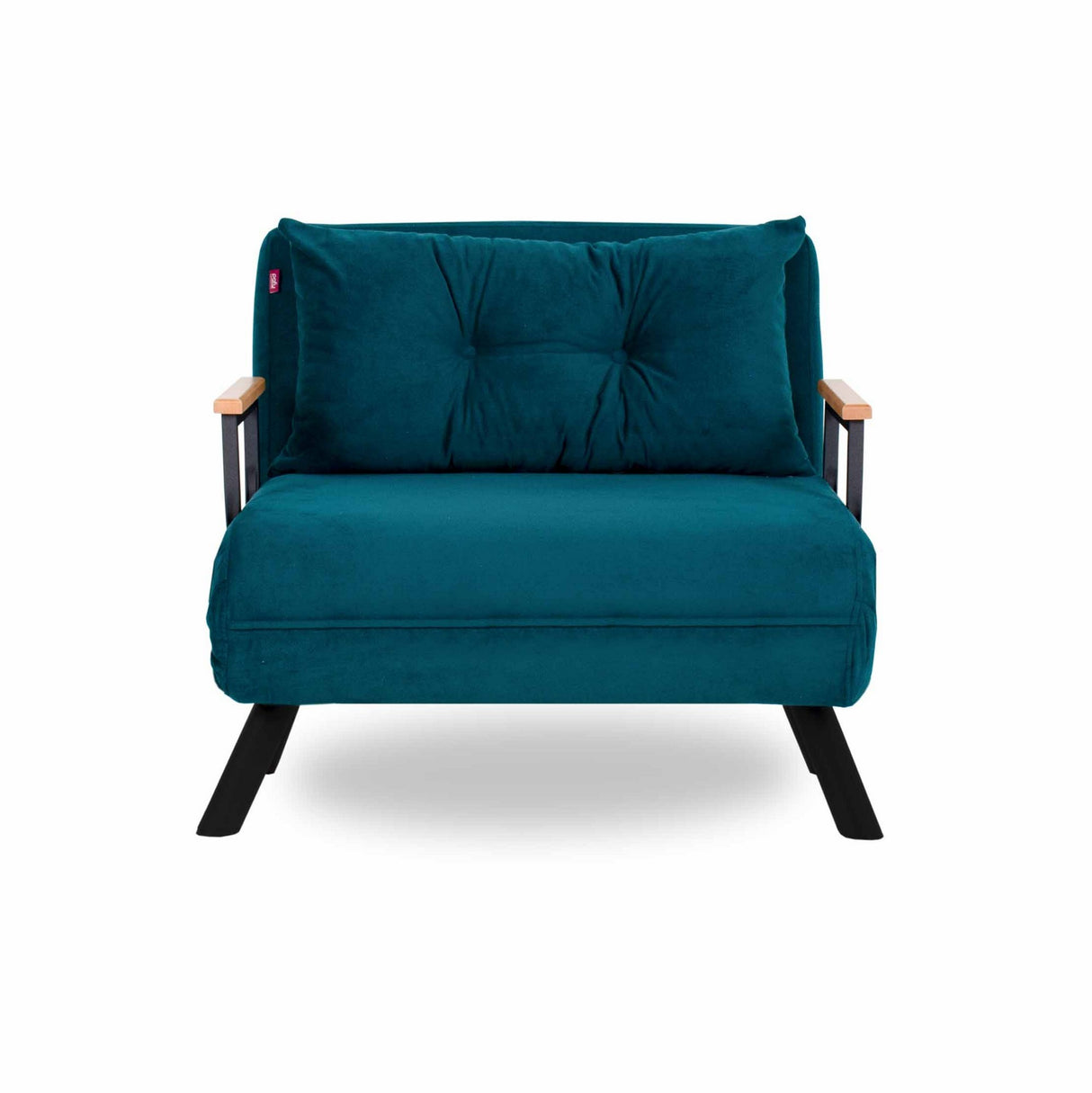 Fauteuils - Scandinavische slaapfauteuil Petrol Blauw stof linnen look Sando - Dimehouse