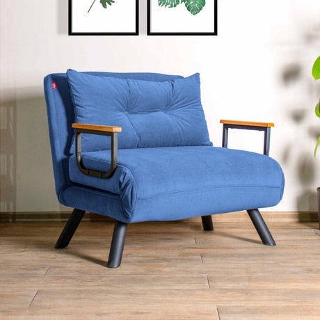 Sillón para dormir escandinavo Tela azul aspecto lino Sando