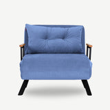 Fauteuils - Scandinavische slaapfauteuil Blauw stof linnen look Sando - Dimehouse