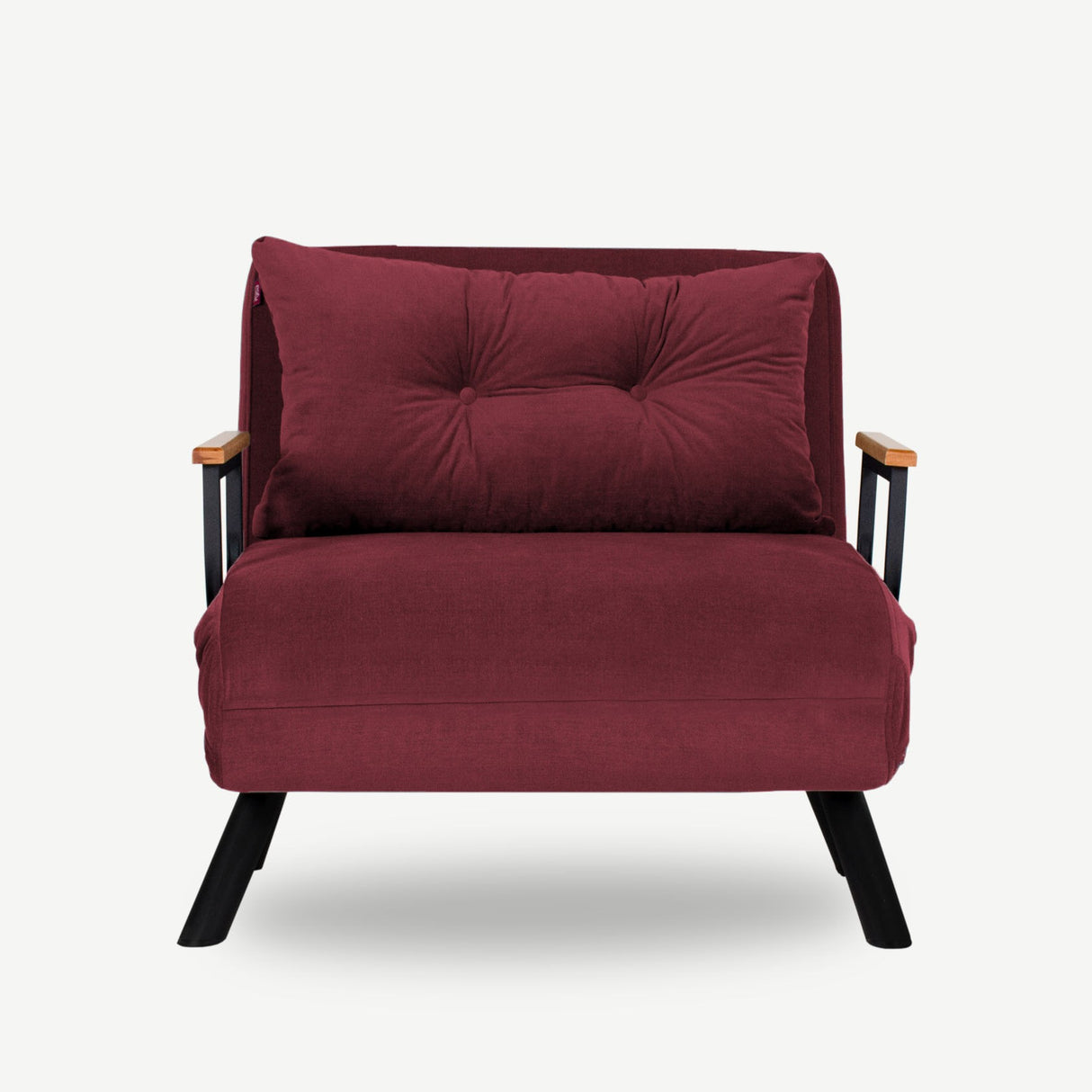Fauteuils - Scandinavische slaapfauteuil Bordeaux Rood stof linnen look Sando - Dimehouse