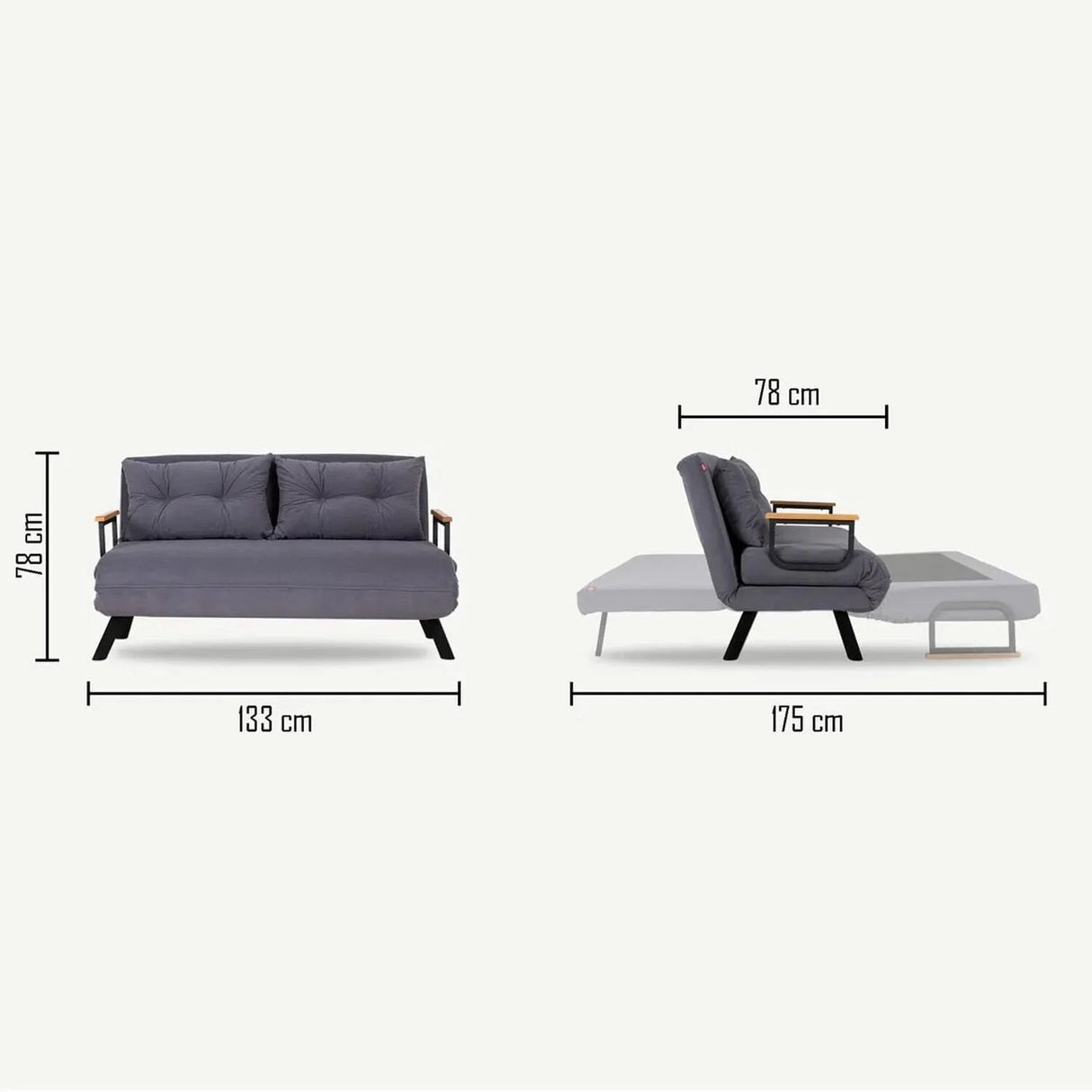 Sofá cama tela azul bebe 2 plazas - Sando