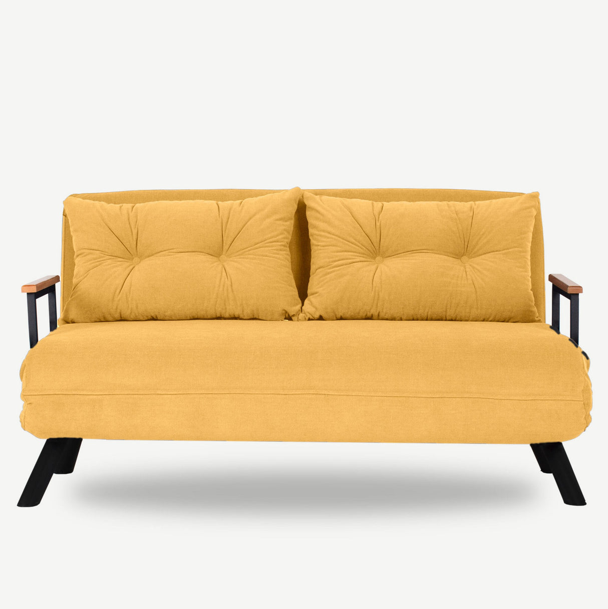 Sofá cama de tela amarillo ocre 2 plazas - Sando