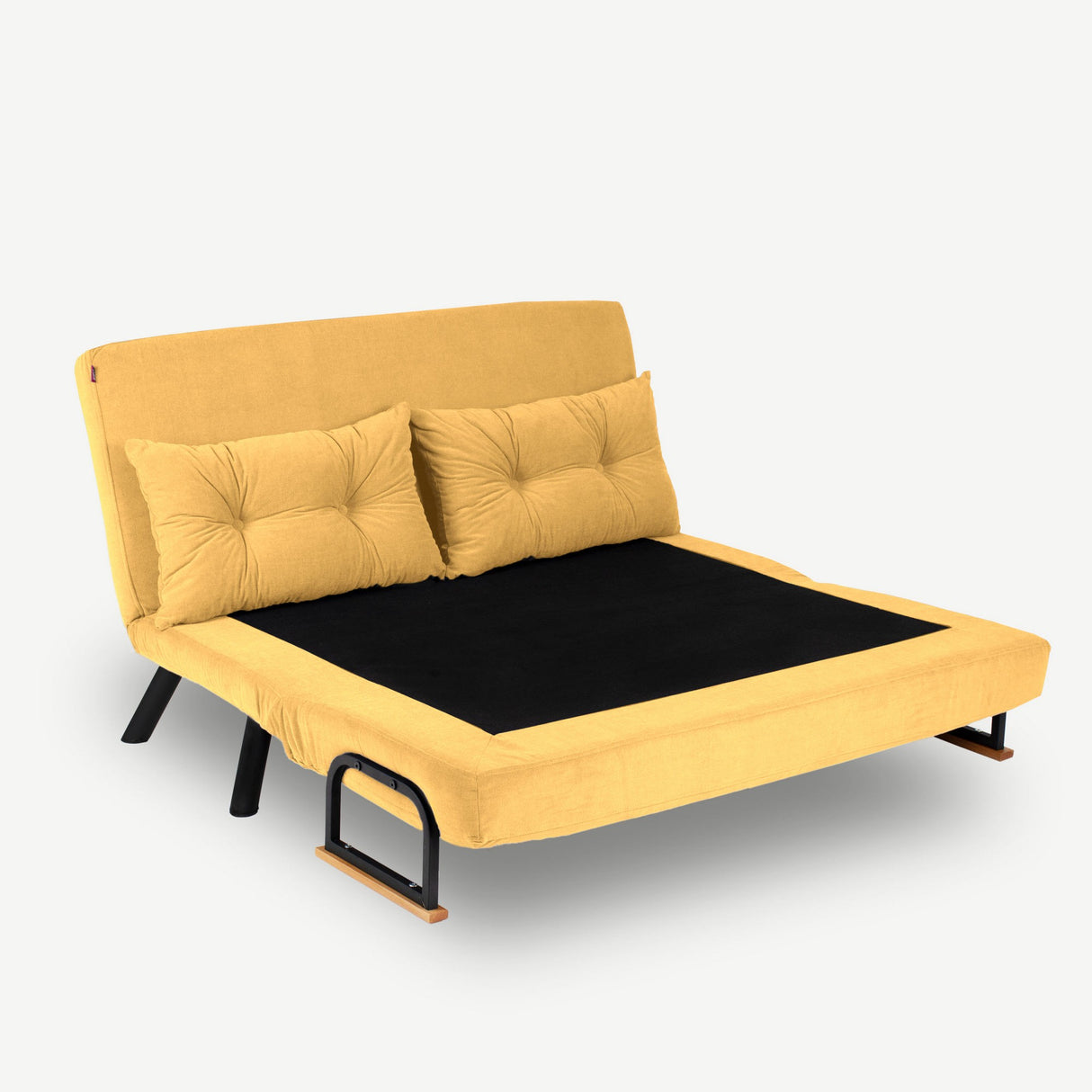 Sofá cama de tela amarillo ocre 2 plazas - Sando