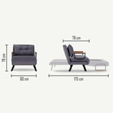 Fauteuils - Scandinavische slaapfauteuil Taupe stof linnen look Sando - Dimehouse