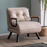 Fauteuils - Scandinavische slaapfauteuil Taupe stof linnen look Sando - Dimehouse