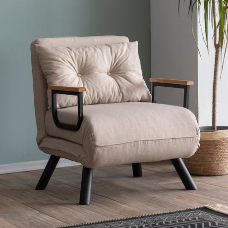Sillón para dormir escandinavo Tela gris pardo aspecto lino Sando