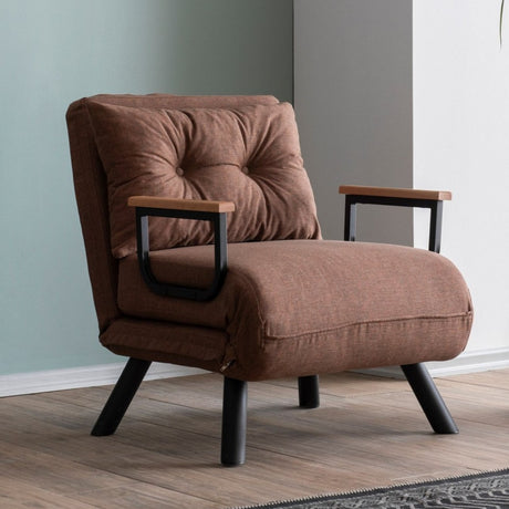 Sillón para dormir escandinavo de tela marrón cobre aspecto lino Sando