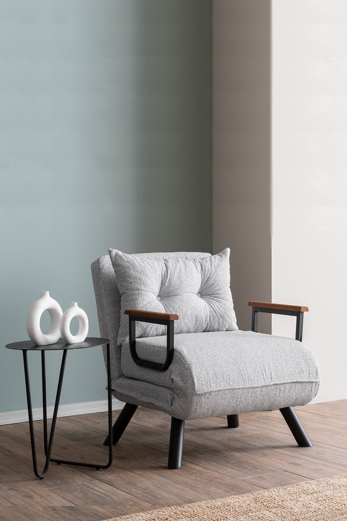 Sillón para dormir escandinavo Tejido de peluche gris Sando