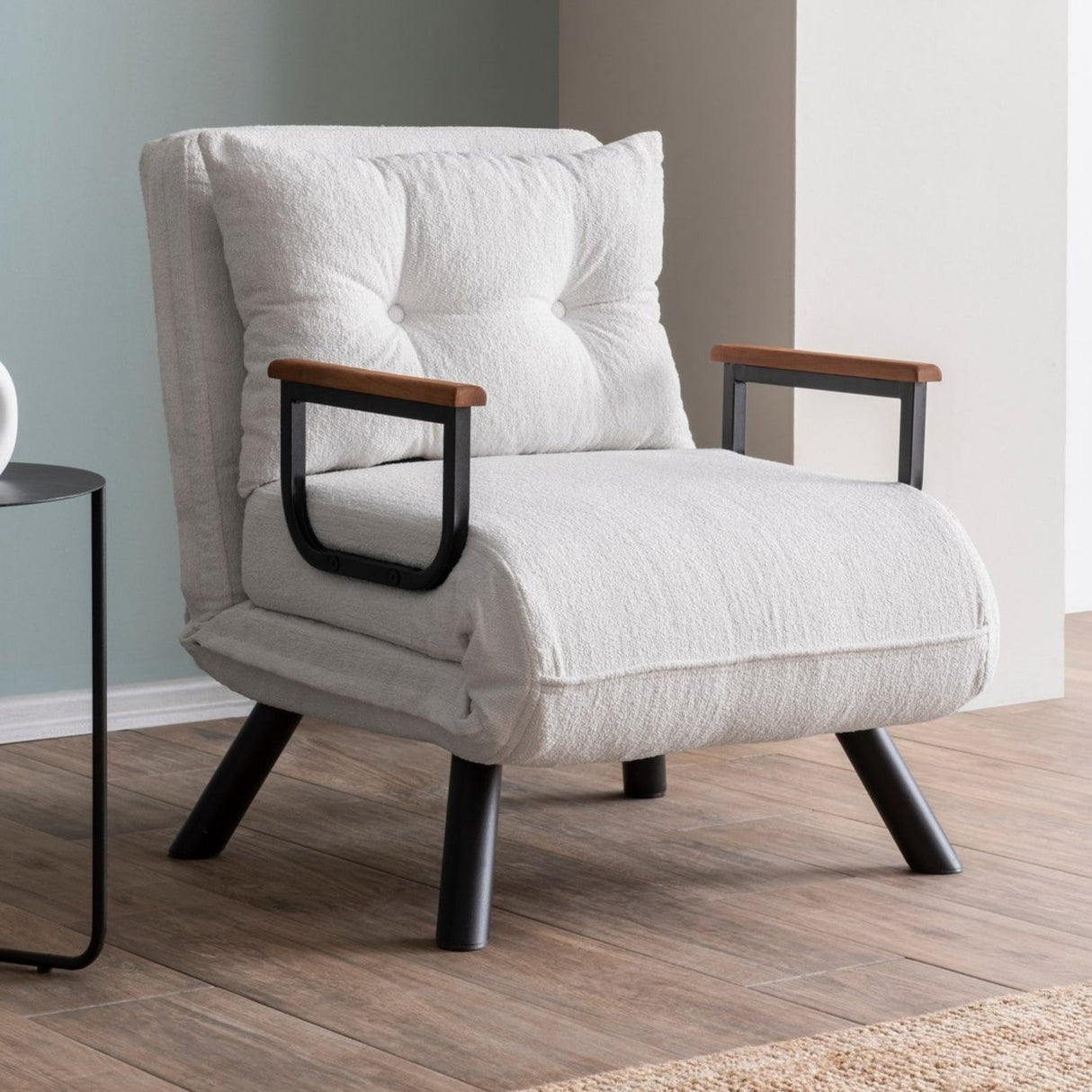Fauteuils - Scandinavische slaapfauteuil Crème teddystof Sando - Dimehouse