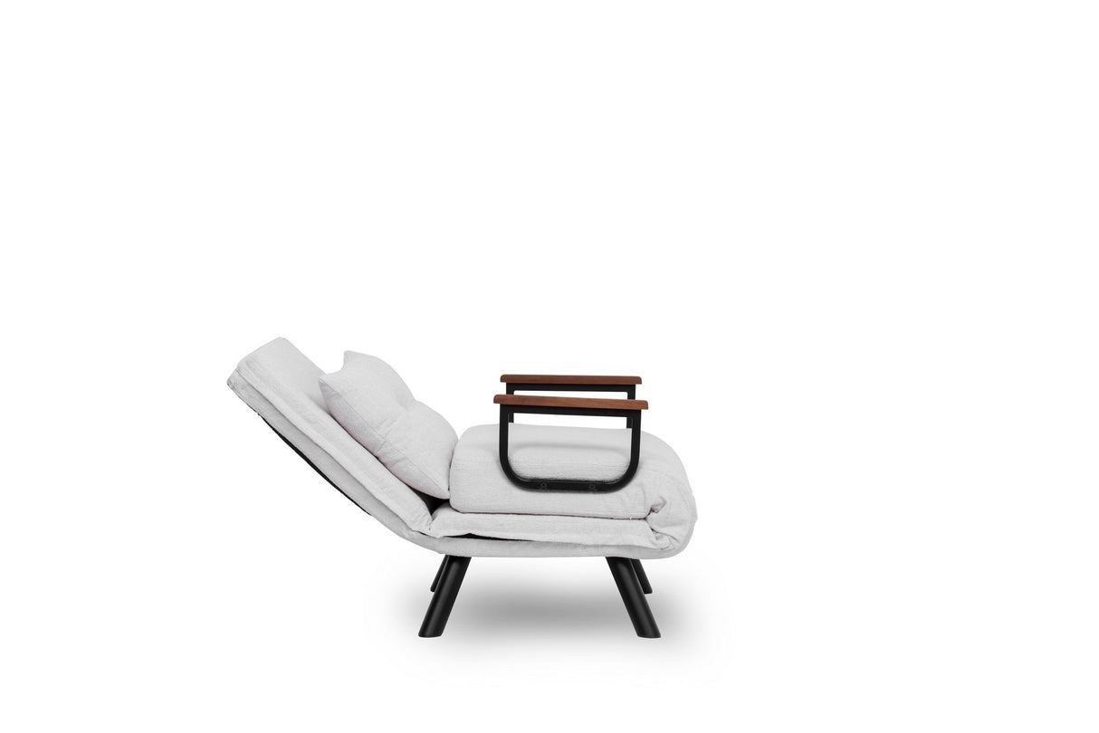 Fauteuils - Scandinavische slaapfauteuil Crème teddystof Sando - Dimehouse