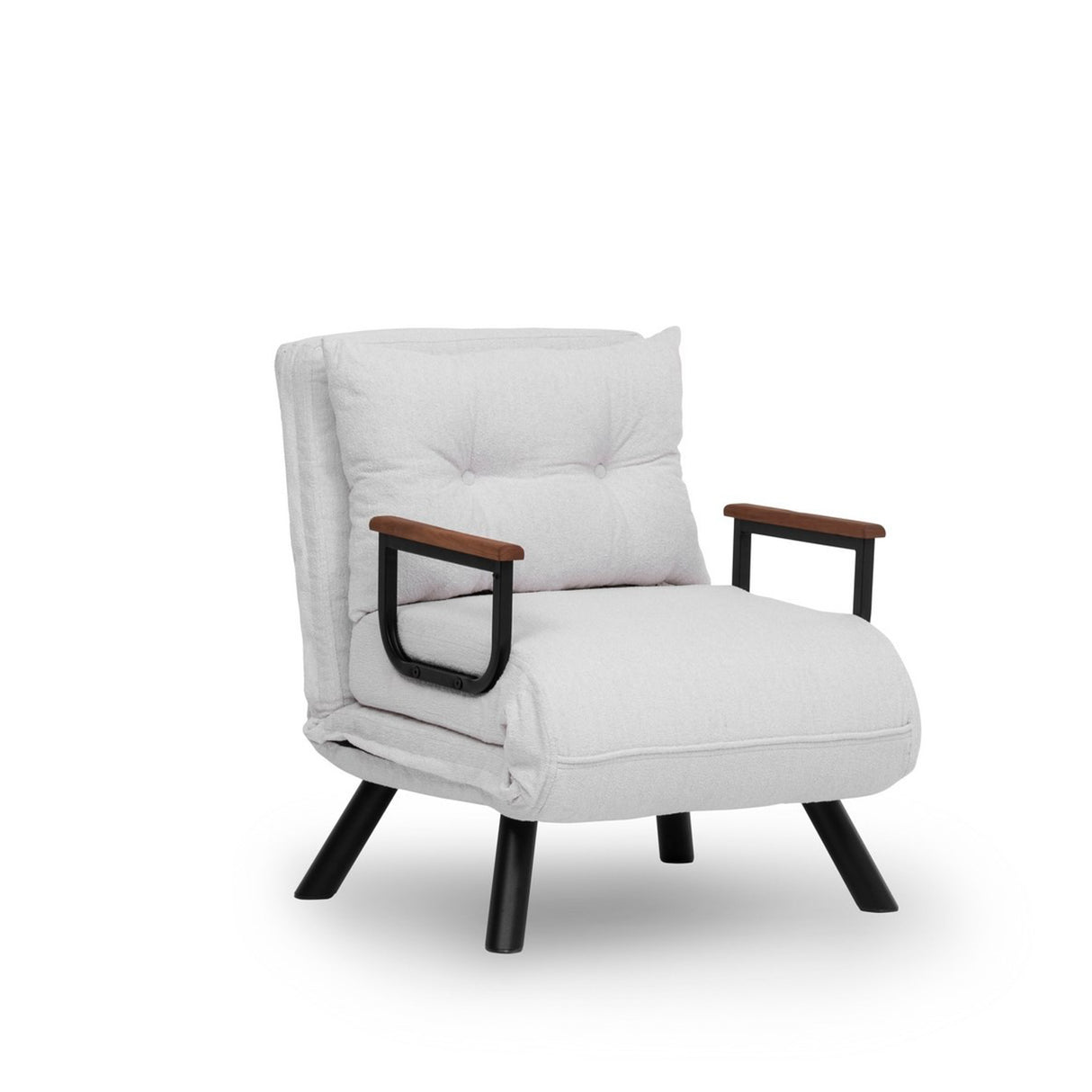 Fauteuils - Scandinavische slaapfauteuil Crème teddystof Sando - Dimehouse