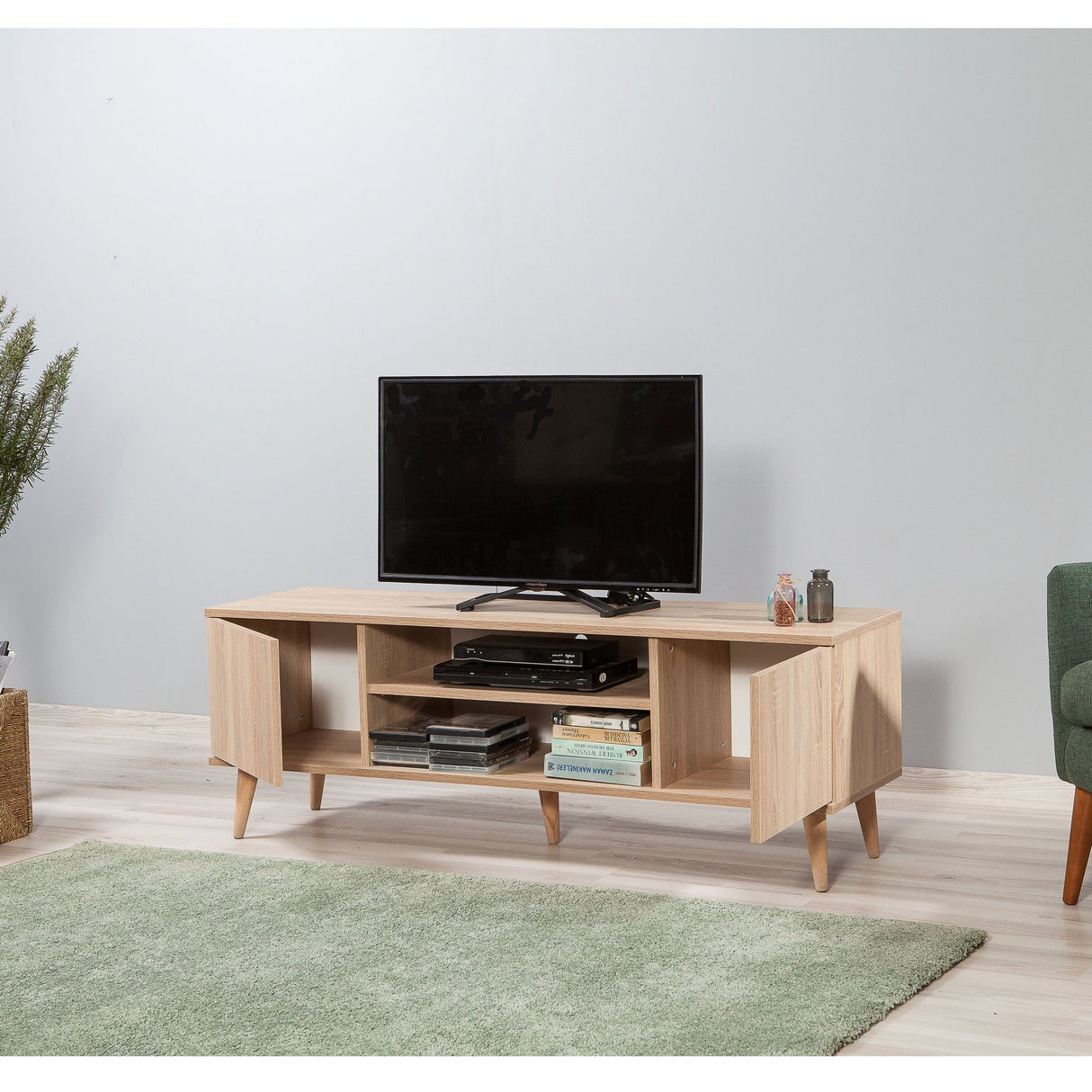 TV Meubels - TV Meubel Truva Sonoma Eik Melamine 140x50x40 cm - Dimehouse