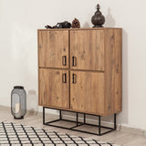 Wandkasten - Wandkast Quantum Solo Atlantisch Dennenhout Zwart Melamine 93x115x36 cm - Dimehouse