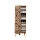 Schoenenkasten - Schoenenkast Filinta Sonoma Eik Tekening Melamine 50x135x38 cm - Dimehouse