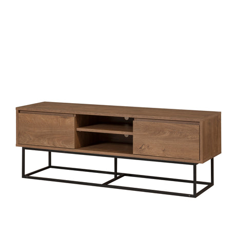 Muebles de TV Rodez Nuez Melamina negra 140x50x40 cm