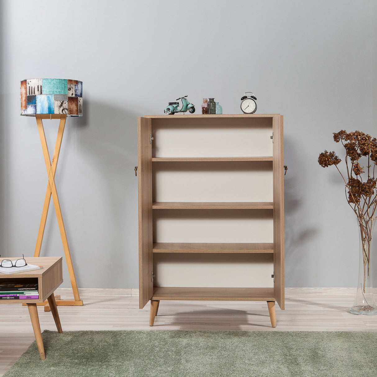 Wandkasten - Wandkast Multibox Sonoma Eik Melamine 80x127x36 cm - Dimehouse
