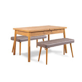 Juego de mesa de comedor extensible Santiago 120 cm Pino Atlántico gris Compuesto de madera revestido de melamina
