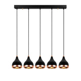 Hanglamp 5-lichts Zwart Koper Metaal Grip