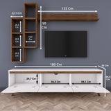 TV Meubels - TV Meubel Set Iona Wit Donker Walnoot Melamine 180x48,6x35 cm - Dimehouse