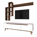 TV Meubels - TV Meubel Set Iona Wit Donker Walnoot Melamine 180x48,6x35 cm - Dimehouse