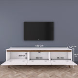 TV Meubels - TV Meubel Osiris Wit Donker Walnoot Melamine 180x48,6x35 cm - Dimehouse