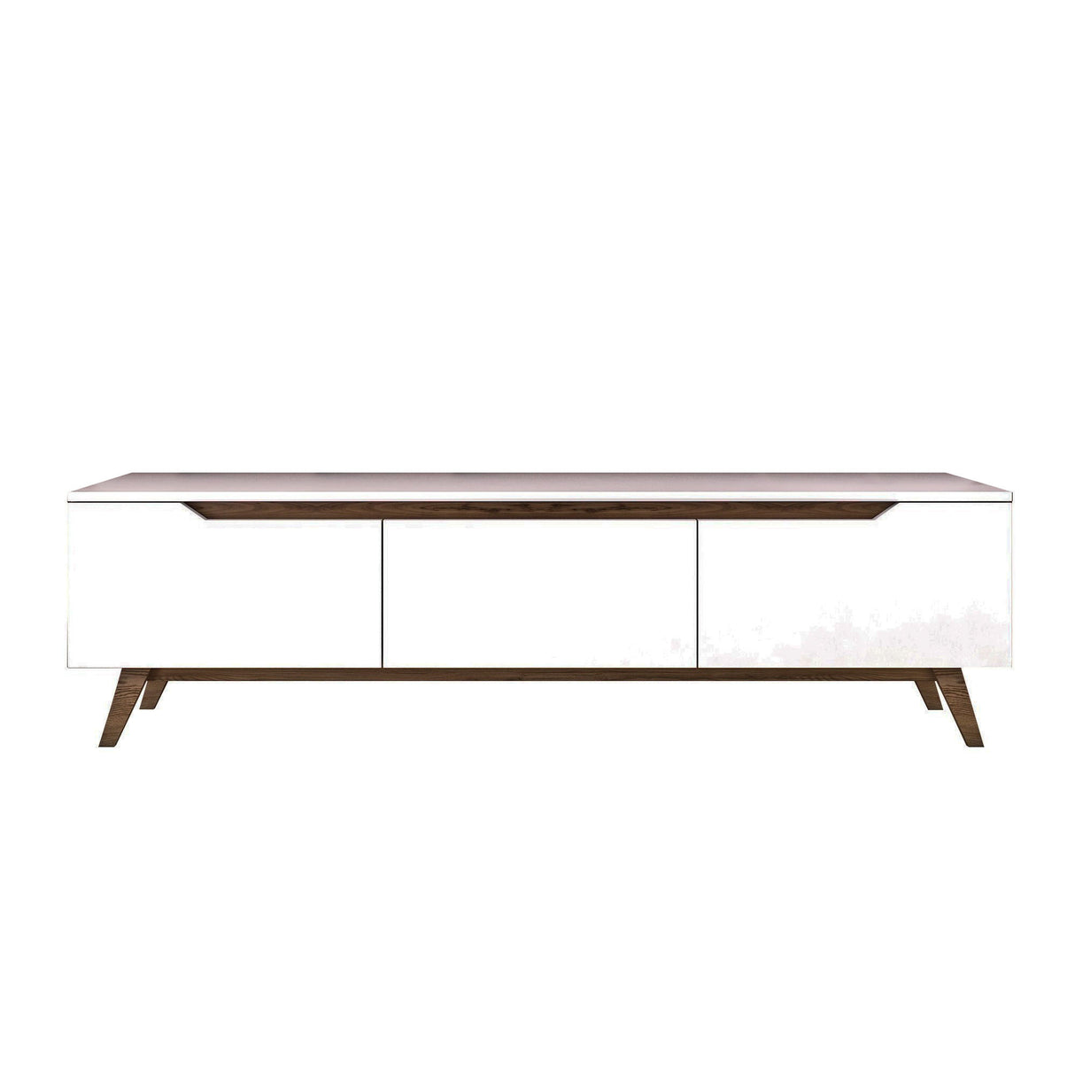 TV Meubels - TV Meubel Osiris Wit Donker Walnoot Melamine 180x48,6x35 cm - Dimehouse