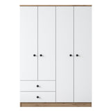 Kledingkasten - Kledingkast Walnoot Wit Melamine - Hang en leg - 120x170x42,5 cm - Aspen - Dimehouse